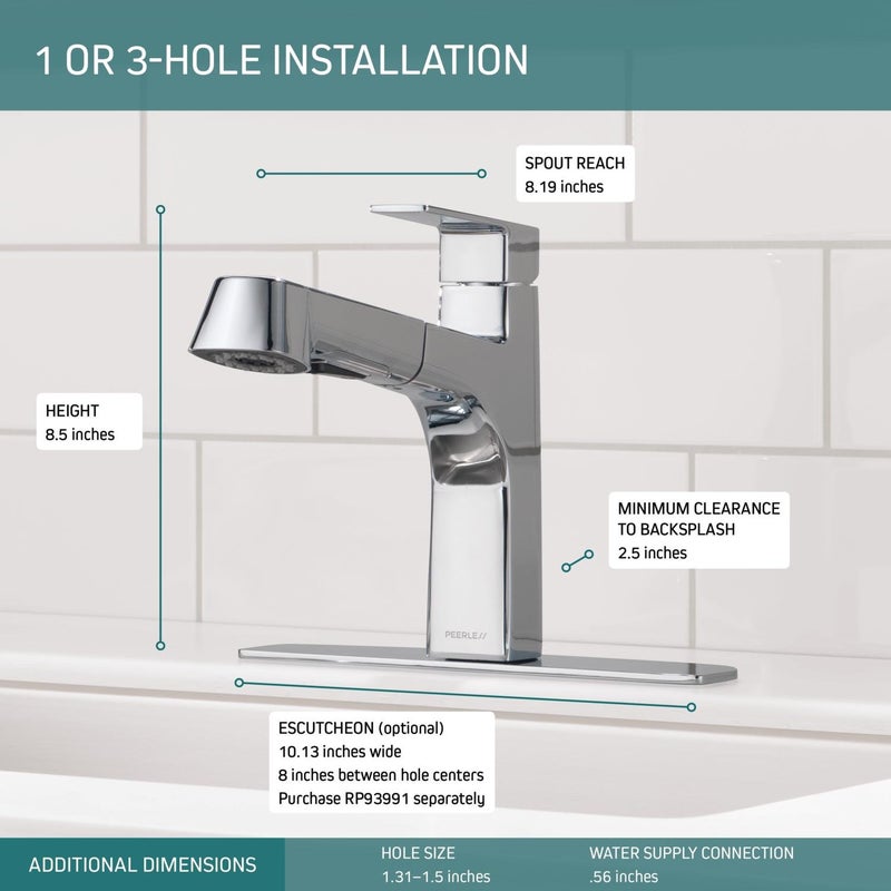 Peerless Xander Pull Out Kitchen Sink Faucet with Pull Out Sprayer, Chrome P6919LF - Image 3